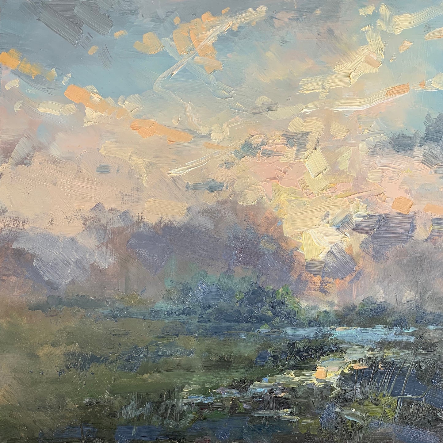 Winter sunset, drizzle