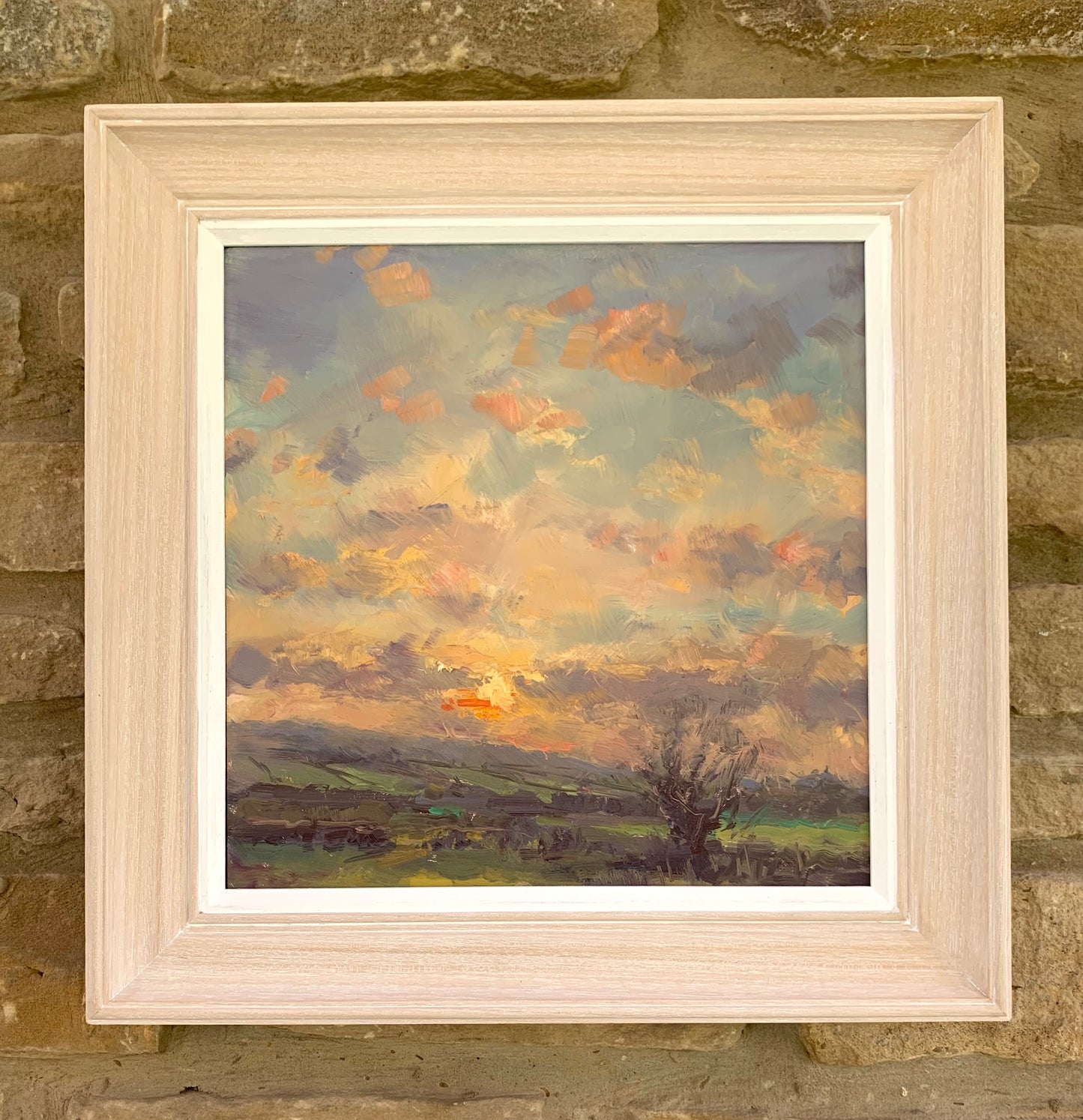 Across the fields, golden sky